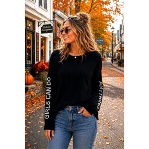 Zadig & Voltaire Cashmere Gaby Girls Can Do Anything Sweater XS